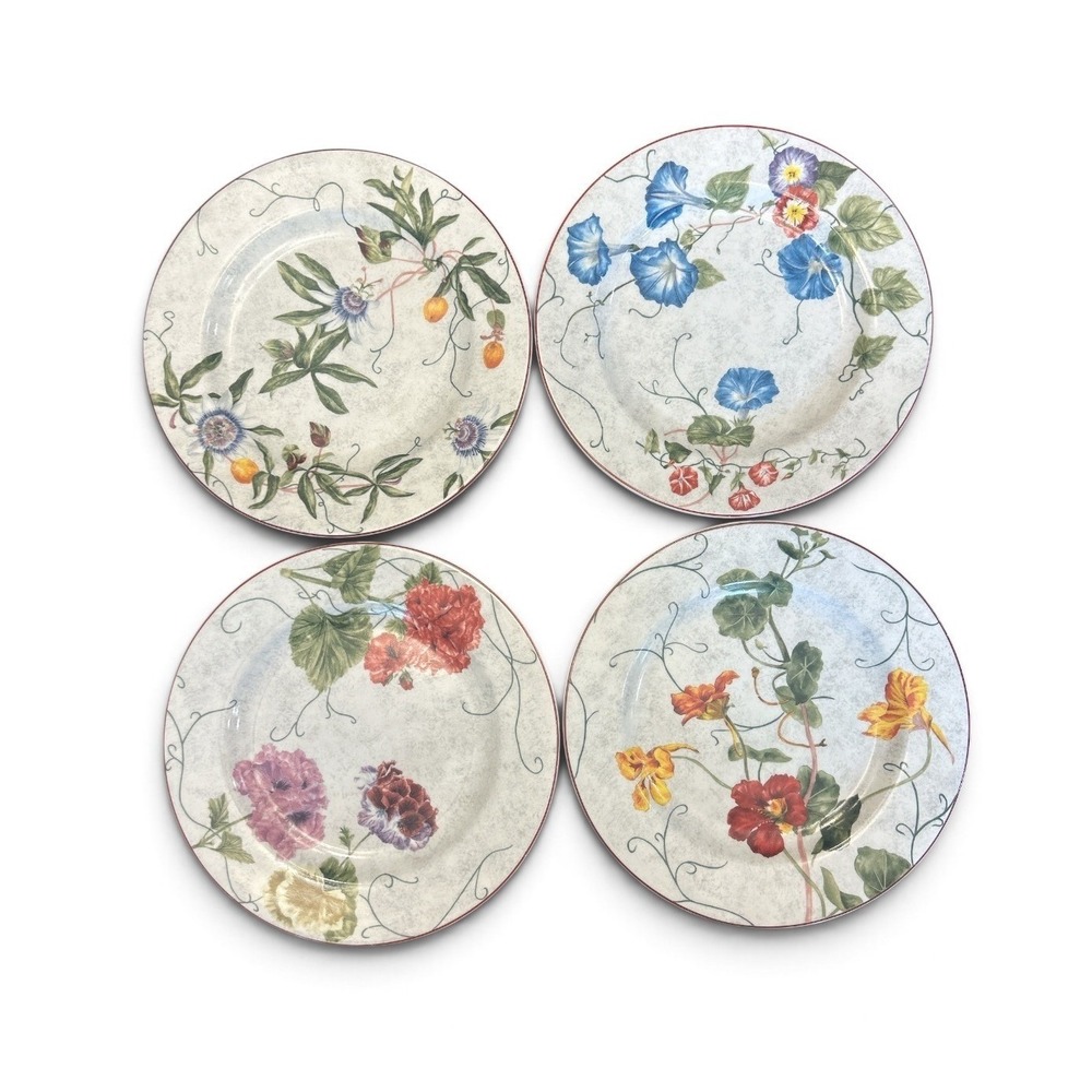 American Atelier Floral Vine 5016 Porcelain Salad Plates Set of 4 Botanical